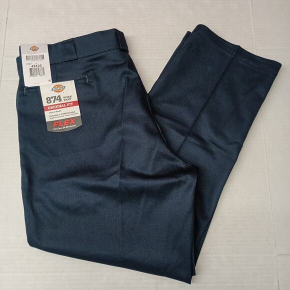 Dickies 874 Work Pants Men's 42x30 Flex Blue Original Fit - Picture 1 of 7